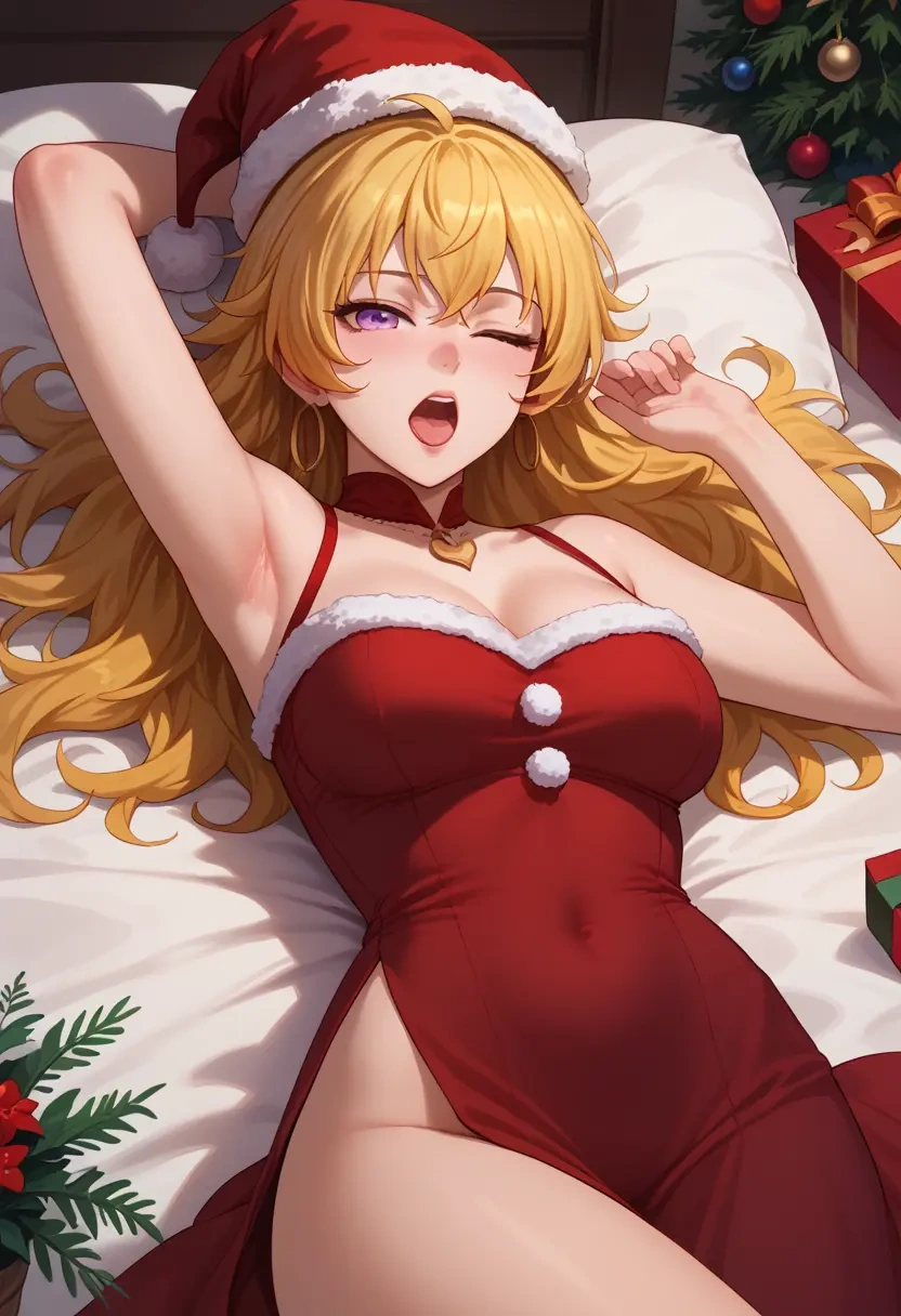 rwby,yang_xiao_long,Christmas,red velvet dress  - 