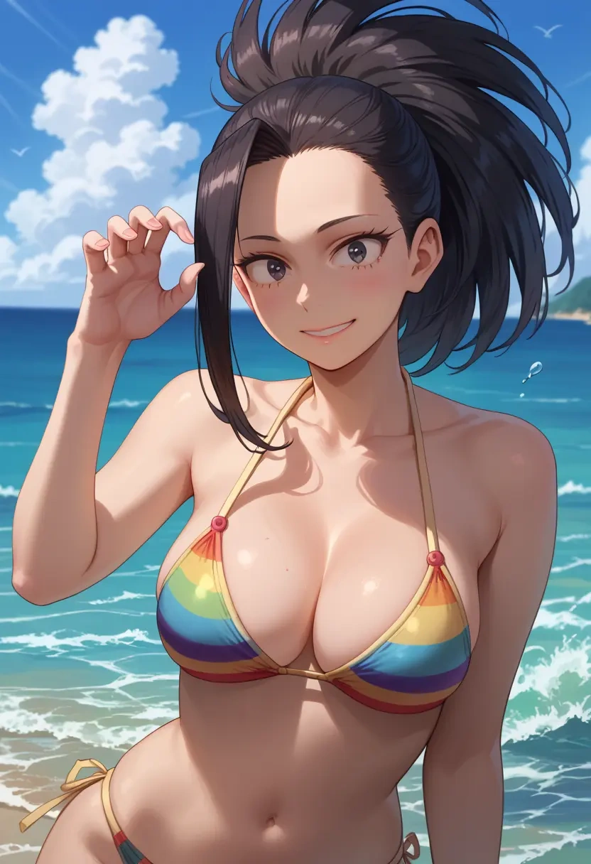 boku_no_hero_academia,yaoyorozu_momo,bikini,rainbow-colored,sexy  - 