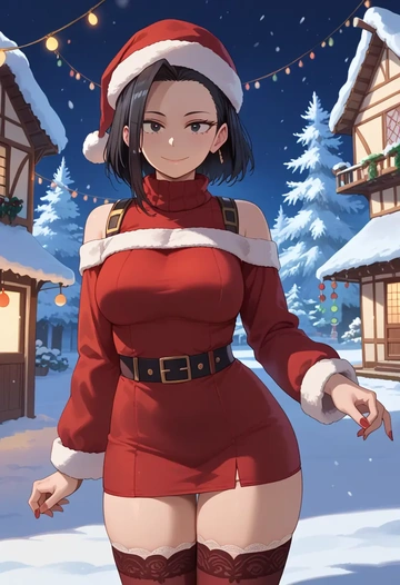 boku_no_hero_academia,yaoyorozu_momo,Christmas,sweater dress,stockings  - AI generated anime art