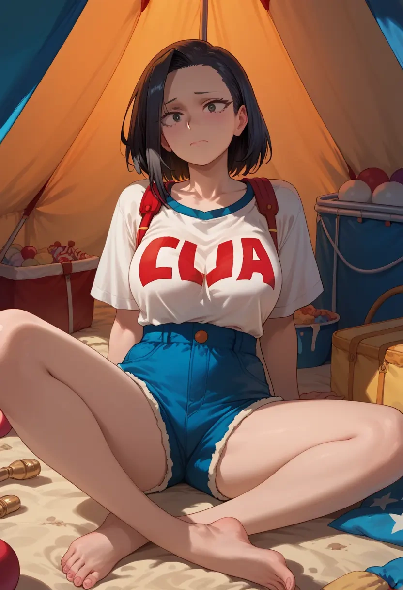 boku_no_hero_academia,yaoyorozu_momo,graphic tee,shorts,sneakers  - 