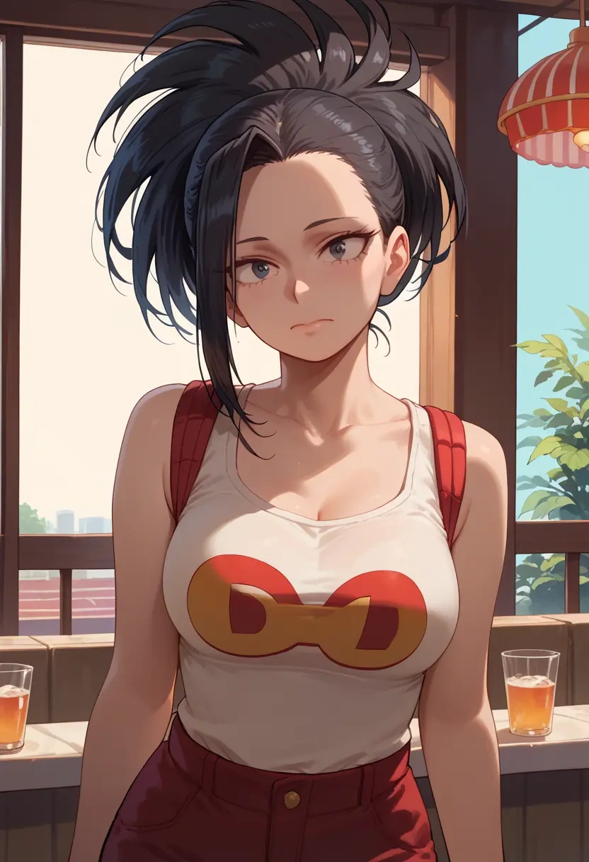 boku_no_hero_academia,yaoyorozu_momo,abstract print tank,dolphin shorts  - 