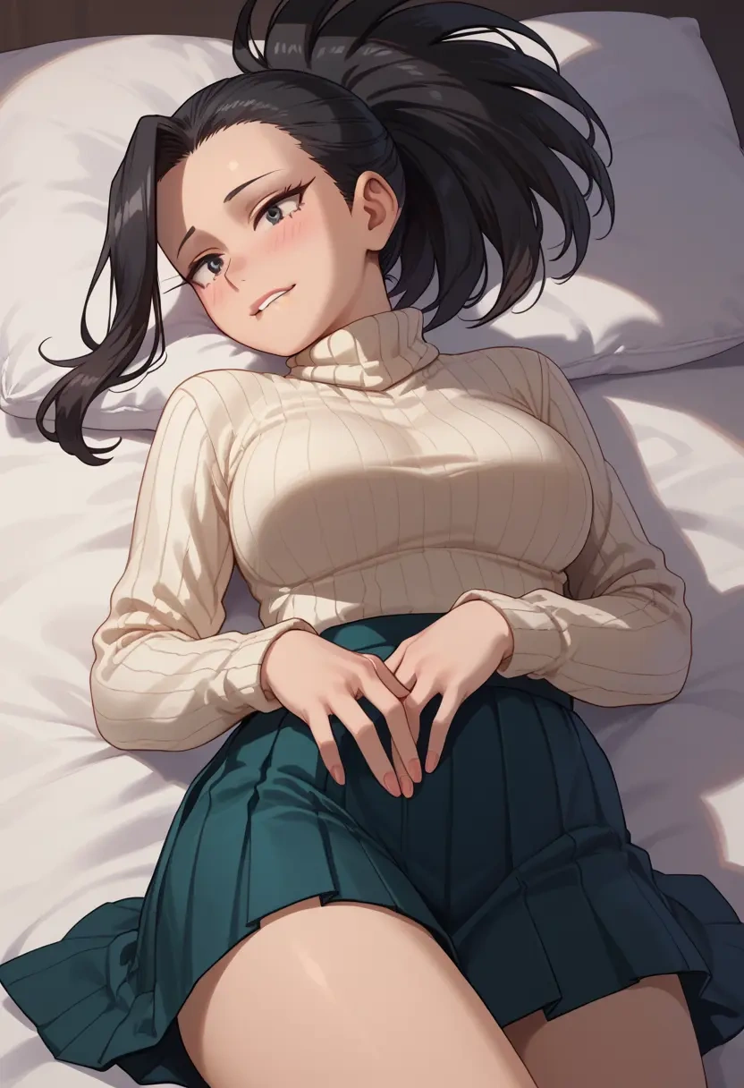 boku_no_hero_academia,yaoyorozu_momo,skirt,pleated,turtleneck sweater  - 