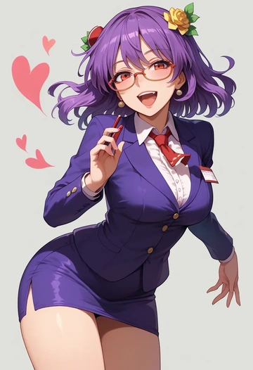 touhou,yasaka_kanako,OL, glasses,  - AI generated anime art