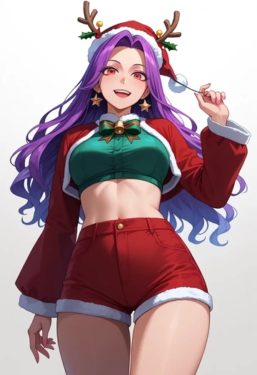 touhou,yasaka_kanako,Christmas,red velvet shorts  - AI generated anime art