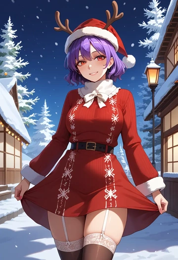 touhou,yasaka_kanako,sweater,stockings,Thigh garters  - AI generated anime art