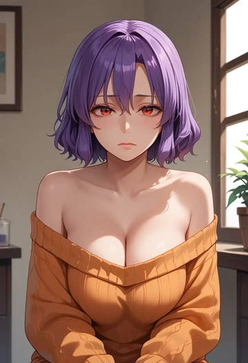 touhou,yasaka_kanako,orange,sweater  - AI generated anime art