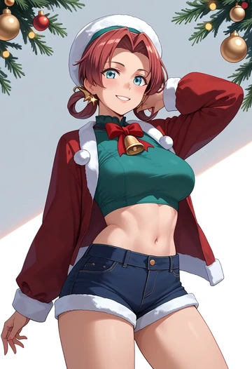 kantai_collection,yayoi_(kancolle),Christmas,red velvet shorts  - AI generated anime art