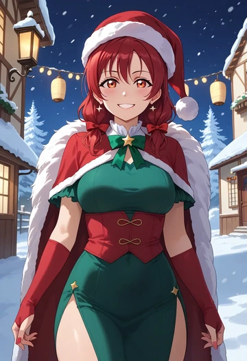 love_live,yazawa_nico,Christmas,dress  - AI generated anime art