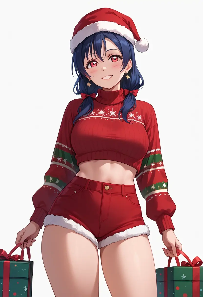 love_live,yazawa_nico,Christmas,red velvet shorts,turtleneck sweater  - 