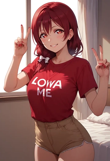 love_live,yazawa_nico,pop art shirt,dolphin shorts  - AI generated anime art