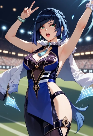 genshin impact,yelan_(genshin_impact),athletic  - AI generated anime art