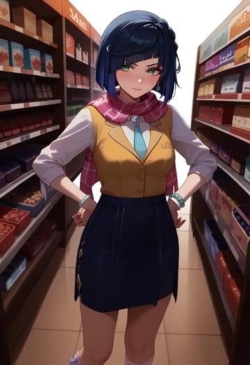 genshin impact,yelan_(genshin_impact),spring,student uniform,vest  - AI generated anime art