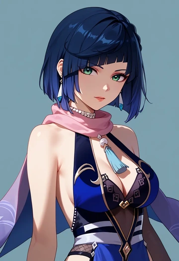 genshin impact,yelan_(genshin_impact),spring,elegant woman,wrap dress  - AI generated anime art