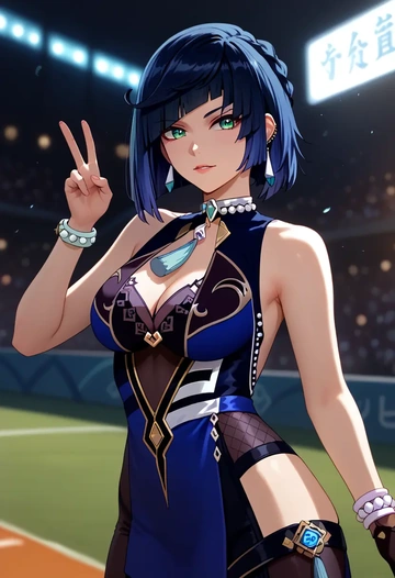 genshin impact,yelan_(genshin_impact),athletic  - AI generated anime art