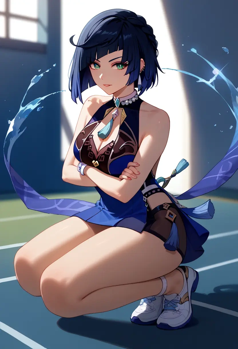 genshin impact,yelan_(genshin_impact),tennis skirt  - 