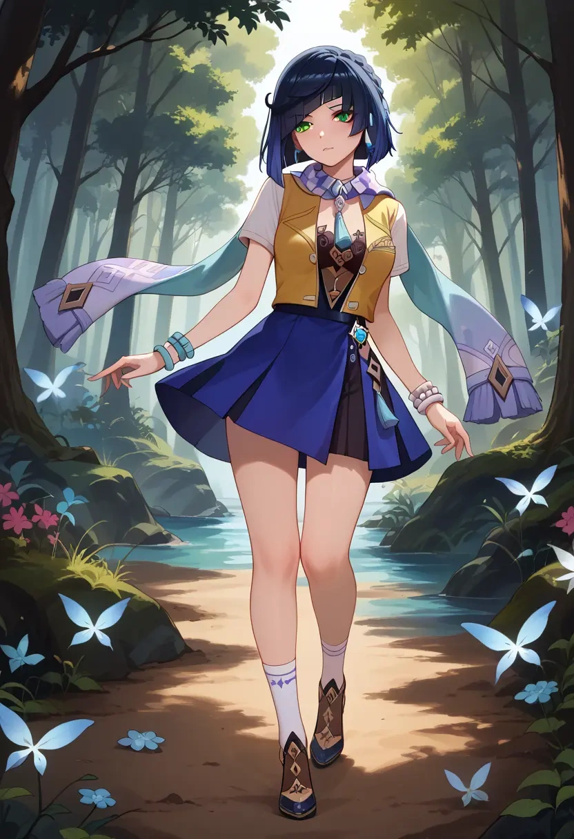 genshin impact,yelan_(genshin_impact),spring,student uniform,vest  - 