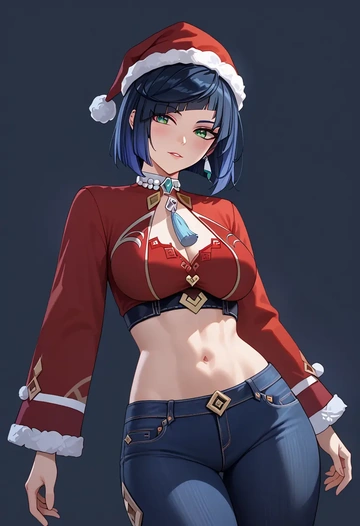 genshin impact,yelan_(genshin_impact),Christmas  - AI generated anime art