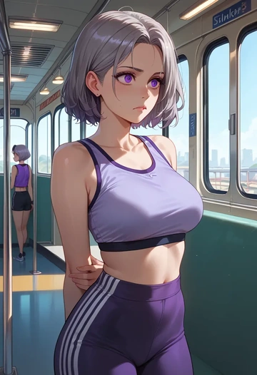 darker_than_black,yin_(darker_than_black),sports crop,high-waisted shorts  - AI generated anime art