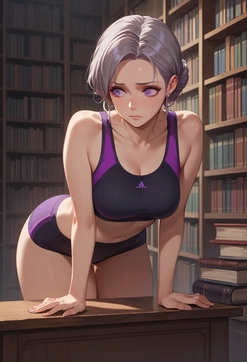 darker_than_black,yin_(darker_than_black),sports bra,wide-leg joggers  - AI generated anime art