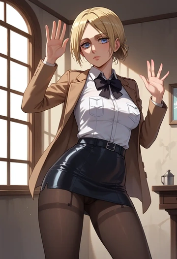 shingeki_no_kyojin,ymir_(shingeki_no_kyojin),shorts, pantyhose  - AI generated anime art