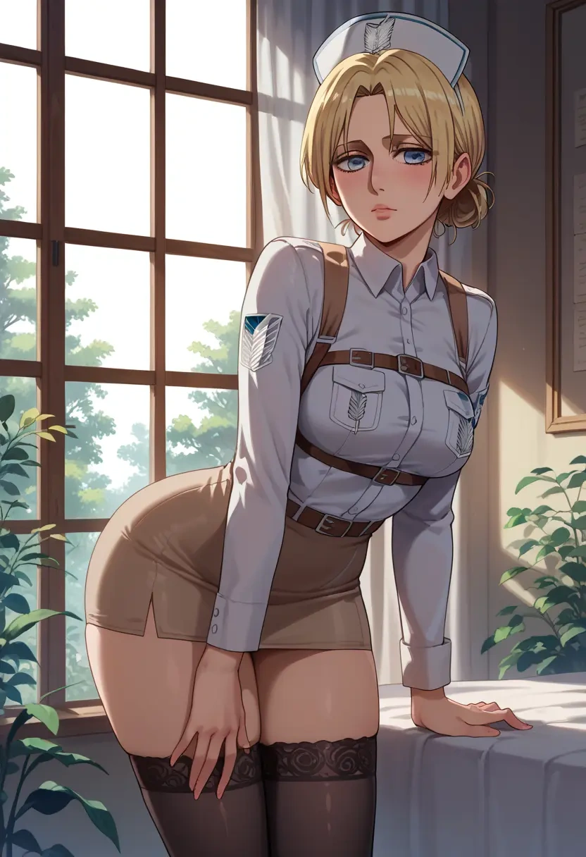 shingeki_no_kyojin,ymir_(shingeki_no_kyojin),nurse pantyhose,mini skirt, sexy  - 