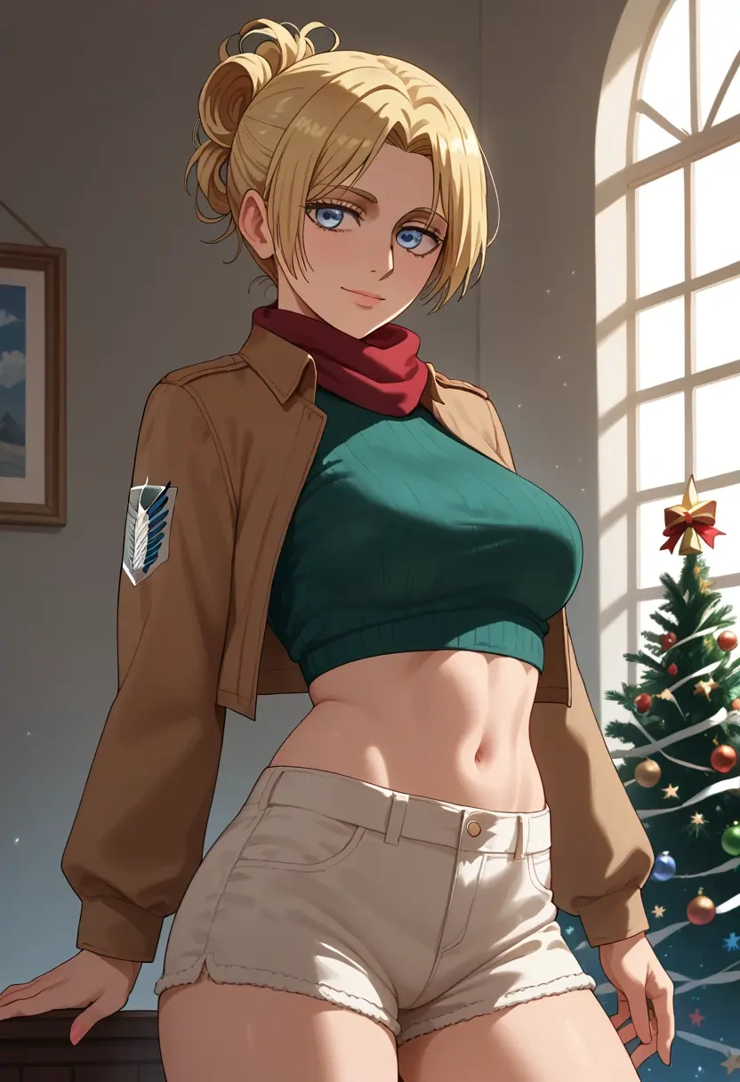 shingeki_no_kyojin,ymir_(shingeki_no_kyojin),Christmas,red velvet shorts  - 