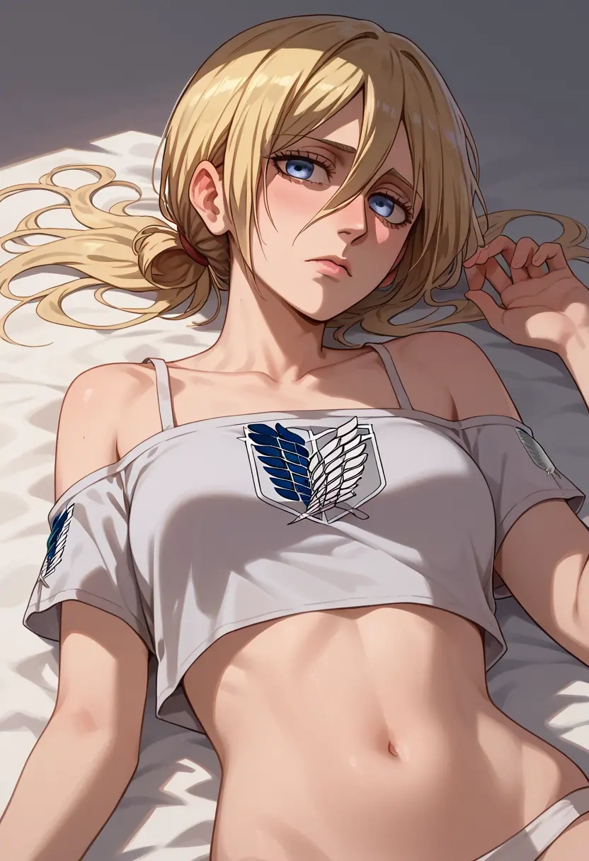 shingeki_no_kyojin,ymir_(shingeki_no_kyojin),off-shoulder top,dolphin shorts  - 