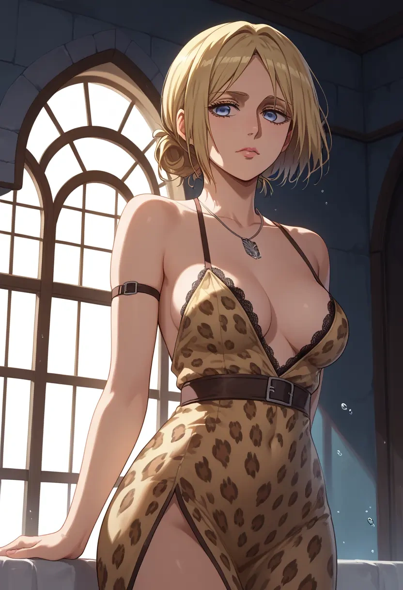 shingeki_no_kyojin,ymir_(shingeki_no_kyojin),leopard print,silk slip dress  - 