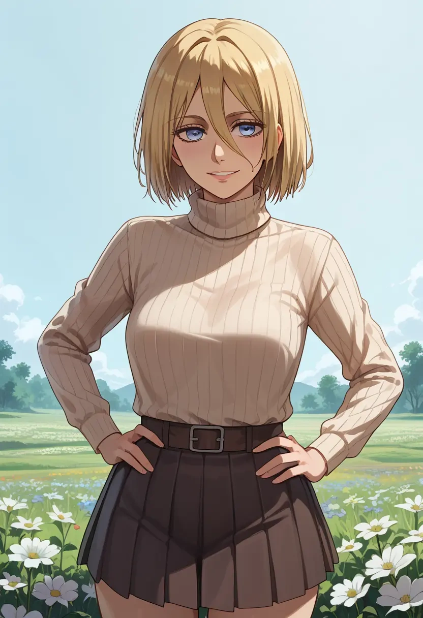 shingeki_no_kyojin,ymir_(shingeki_no_kyojin),skirt,pleated,turtleneck sweater  - 