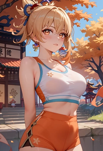 genshin_impact,yoimiya_(genshin_impact),tankini top,board shorts  - AI generated anime art