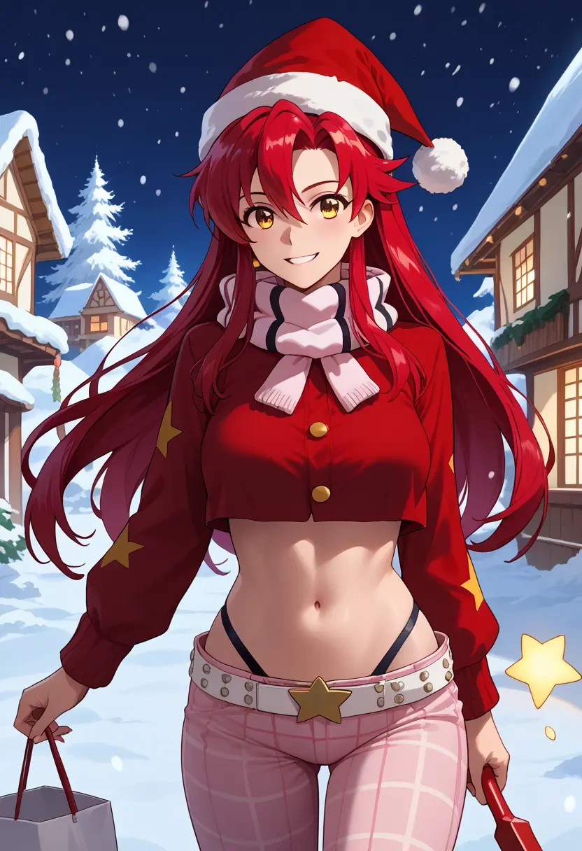 tengen_toppa_gurren_lagann,yoko_littner,Christmas,plaid trousers  - 