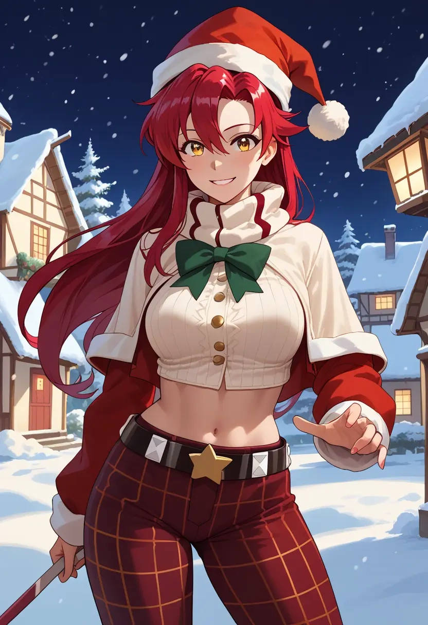 tengen_toppa_gurren_lagann,yoko_littner,Christmas,plaid trousers  - 