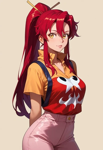 tengen_toppa_gurren_lagann,yoko_littner,handwritten script shirt,dolphin shorts  - AI generated anime art