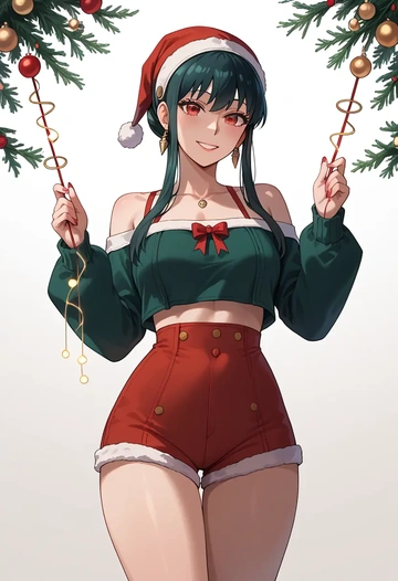 spy_x_family,yor_briar,Christmas,red velvet shorts  - AI generated anime art