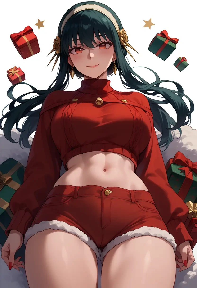 spy_x_family,yor_briar,Christmas,red velvet shorts,turtleneck sweater  - 