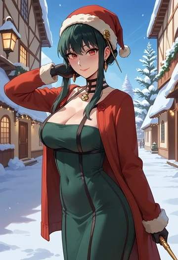 spy_x_family,yor_briar,Christmas,dress  - AI generated anime art