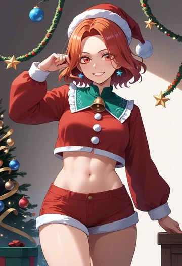 touhou,yorigami_jo_on,Christmas,red velvet shorts  - AI generated anime art