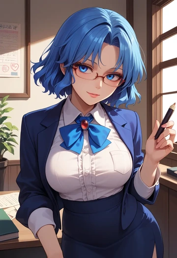 touhou,yorigami_shion,OL, glasses,  - AI generated anime art