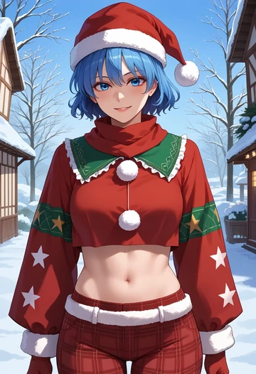 touhou,yorigami_shion,Christmas,plaid trousers  - AI generated anime art