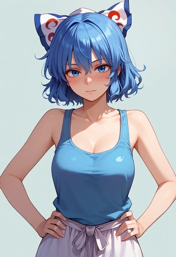 touhou,yorigami_shion,tank top,drawstring pants  - AI generated anime art