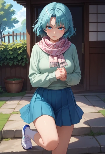 touhou,yorigami_shion,spring,student uniform,knit sweater  - AI generated anime art