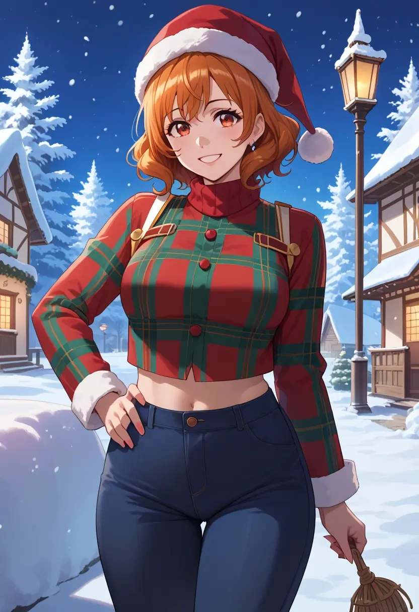 hibike_euphonium,yoroizuka_mizore,Christmas,plaid trousers  - 