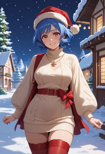 hibike_euphonium,yoroizuka_mizore,Christmas,sweater dress,stockings  - AI generated anime art