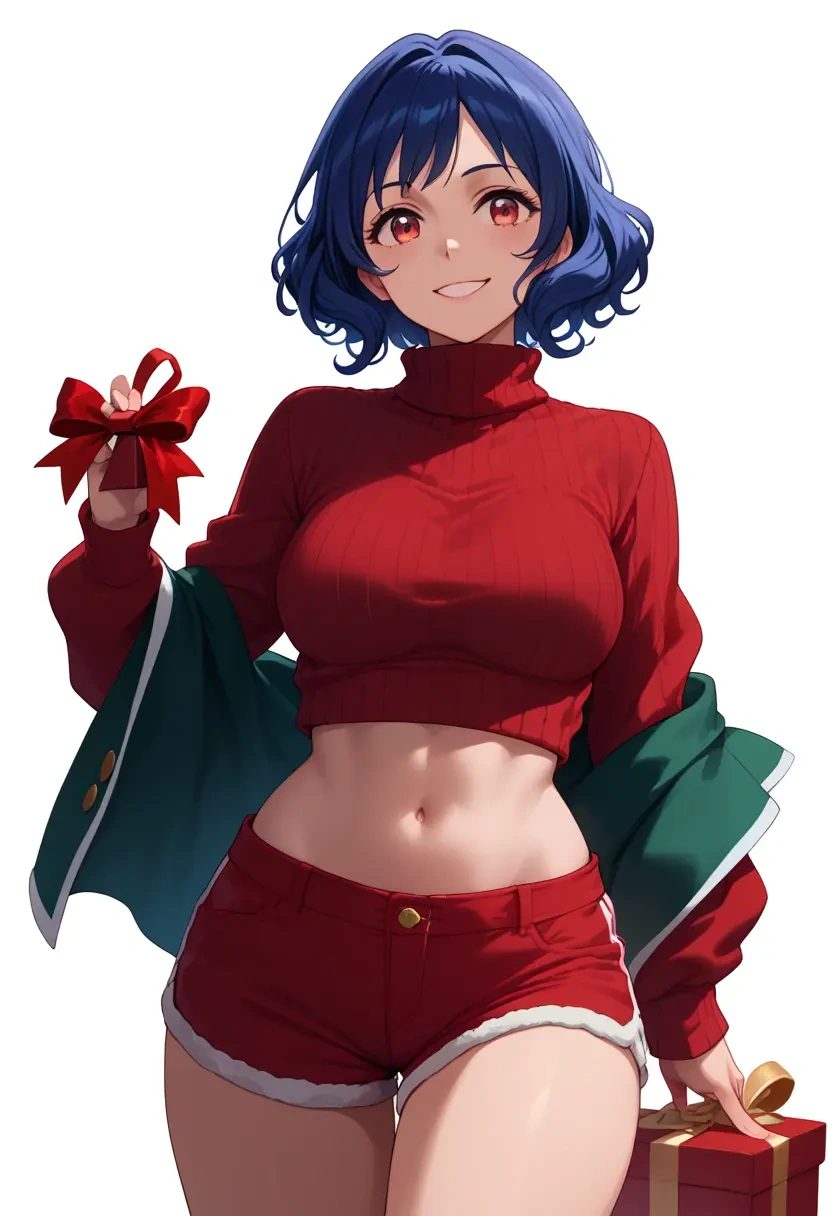 hibike_euphonium,yoroizuka_mizore,Christmas,red velvet shorts,turtleneck sweater  - 