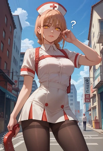 chainsaw_man,yoru_(chainsaw_man),nurse, pantyhose,mini skirt  - AI generated anime art