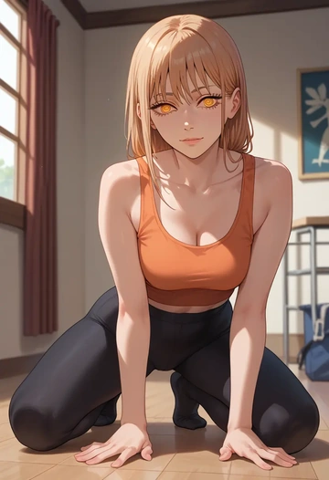 chainsaw_man,yoru_(chainsaw_man),leggings,yoga  - AI generated anime art