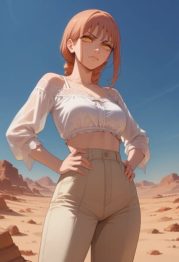 chainsaw_man,yoru_(chainsaw_man),pants,wide-leg,strappy top  - AI generated anime art