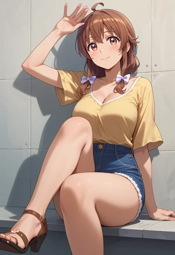 machikado_mazoku,yoshida_yuuko_(machikado_mazoku),shorts,sexy  - AI generated anime art