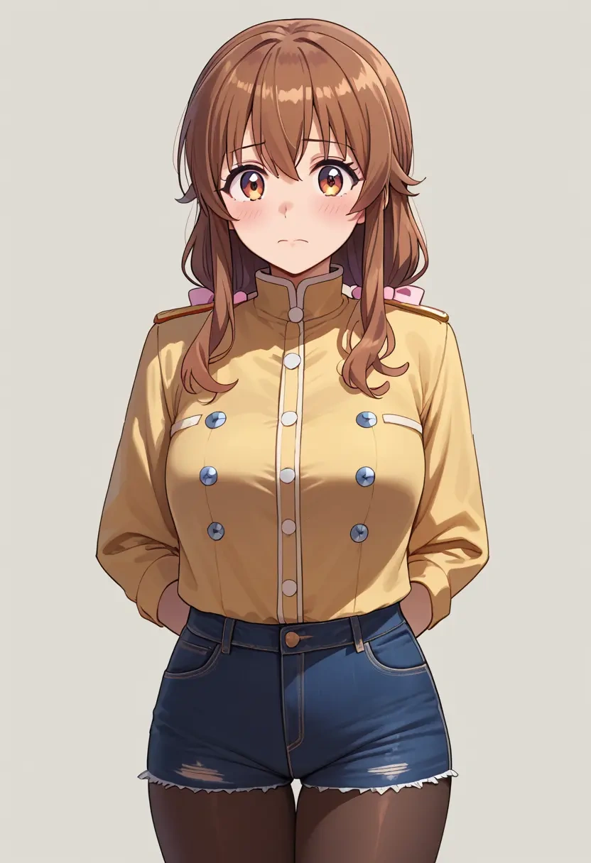 machikado_mazoku,yoshida_yuuko_(machikado_mazoku),denim jacket,cropped,leather leggings  - 