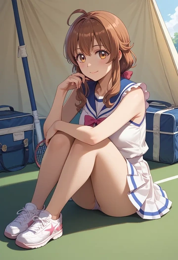 machikado_mazoku,yoshida_yuuko_(machikado_mazoku),tennis skirt  - AI generated anime art